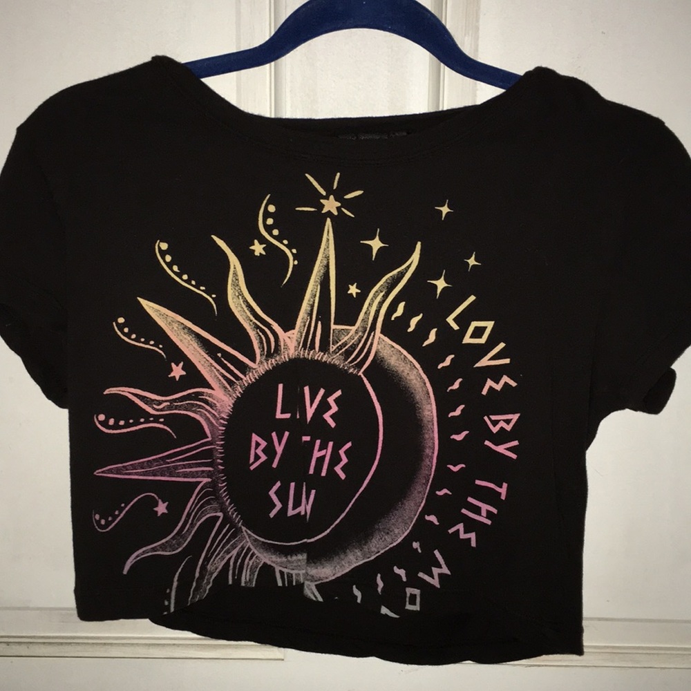 Cropped Black Letter Tee